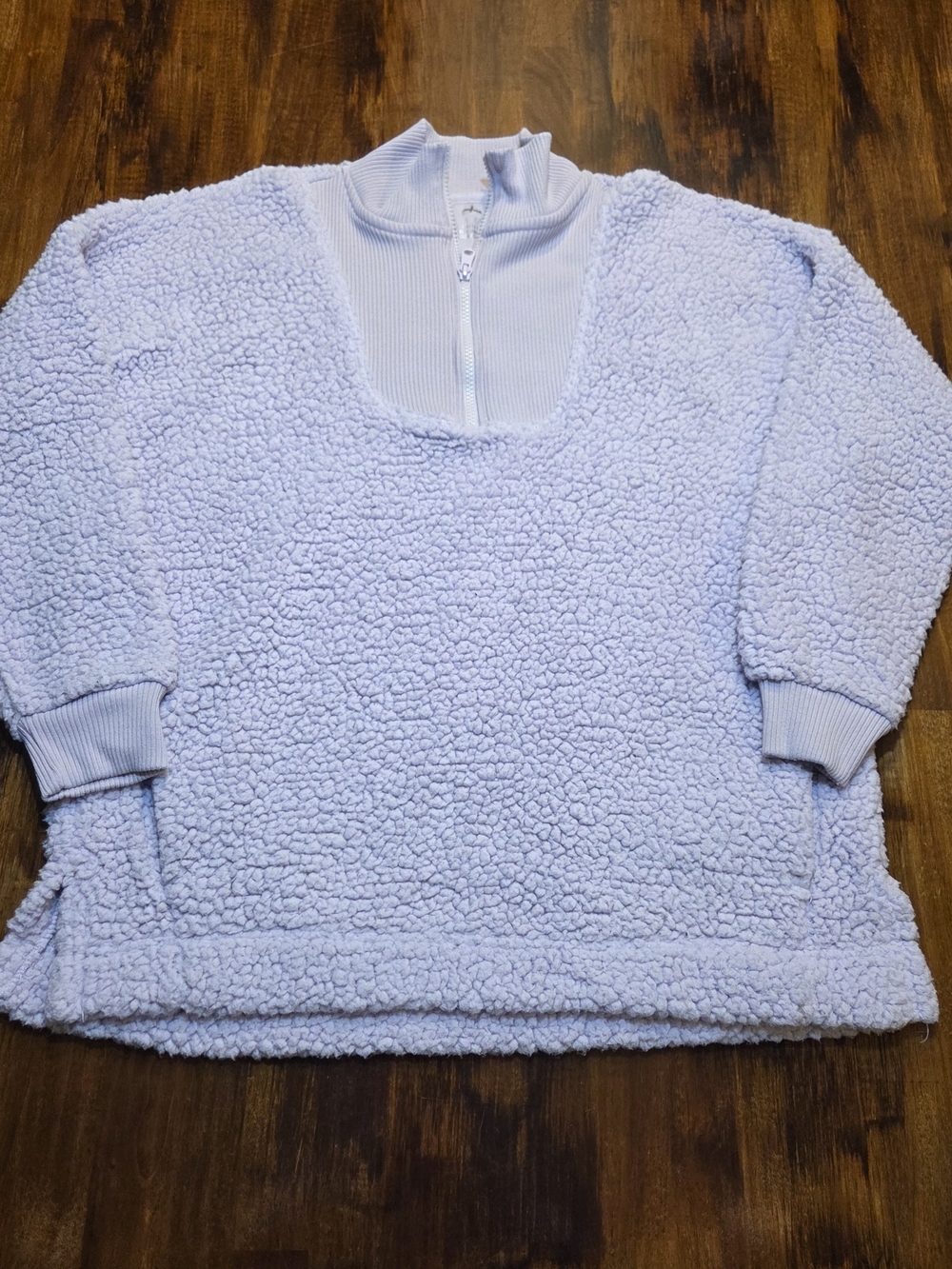 Aerie Dream Sherpa Quarter Zip Pullover Sweatshirt Womens Sz Small Lavender